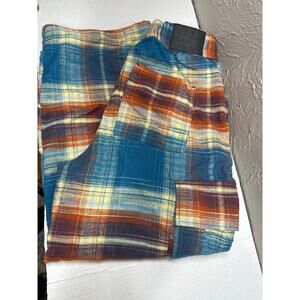 Urban Outfitters‎ UO BDG Darren Flannel Blue & Orange Plaid Cargo Pants Large